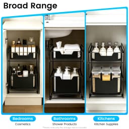 2-Tier Pull-Out Cabinet Organizer, Under Sink Storage Rack , Adjustable Slide-Out Drawer for Kitchen & Bathroom