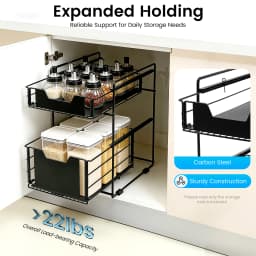 2-Tier Pull-Out Cabinet Organizer, Under Sink Storage Rack , Adjustable Slide-Out Drawer for Kitchen & Bathroom
