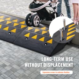 SucceBuy 1/2 Pack Rubber Curb Ramp Threshold Driveway Ramps with Stable Grid Structure for Car Wheelchairs Motorcycles Bikes