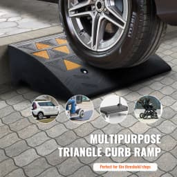 SucceBuy 1/2 Pack Rubber Curb Ramp Threshold Driveway Ramps with Stable Grid Structure for Car Wheelchairs Motorcycles Bikes