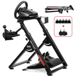 GTPLAYER Steering Wheel Stand for G25 G27 G29 G920 Foldable Racing Wheel Stand with Cup Holder Adjustable Height/Angle, Driving