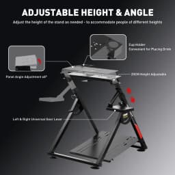 GTPLAYER Steering Wheel Stand for G25 G27 G29 G920 Foldable Racing Wheel Stand with Cup Holder Adjustable Height/Angle, Driving