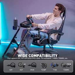 GTPLAYER Steering Wheel Stand for G25 G27 G29 G920 Foldable Racing Wheel Stand with Cup Holder Adjustable Height/Angle, Driving