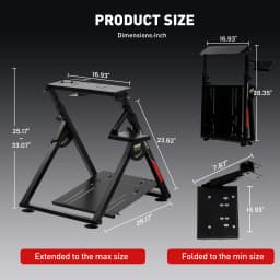 GTPLAYER Steering Wheel Stand for G25 G27 G29 G920 Foldable Racing Wheel Stand with Cup Holder Adjustable Height/Angle, Driving