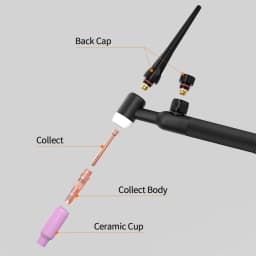 HITBOX TIG Welding Torch 13FT Air Hose WP17V Argon Tig Welder Gun With 10-25mm² Quick Connector For Soldering Welding Equipment