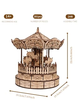 Music Park 3D Wooden Puzzle Carousel Music Box You Are My Sunshine Model Kits for Adults Birthday Christmas Unique Gift for Wome