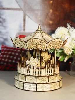 Music Park 3D Wooden Puzzle Carousel Music Box You Are My Sunshine Model Kits for Adults Birthday Christmas Unique Gift for Wome