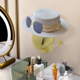 Gold Mannequin Plastic Head Stand,Wall-mounted Round Base Mannequin Head for Wig and Hat Display