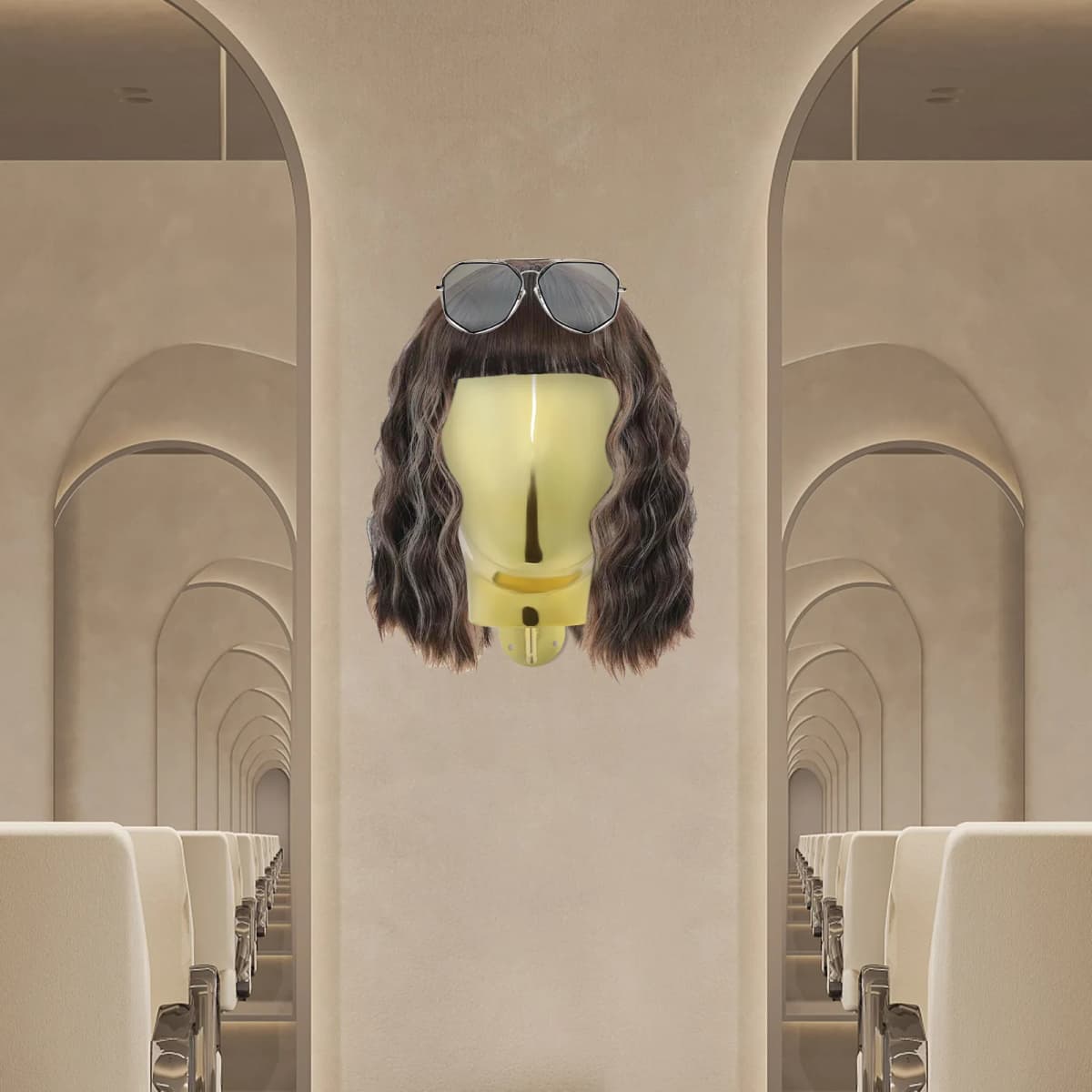 Gold Mannequin Plastic Head Stand,Wall-mounted Round Base Mannequin Head for Wig and Hat Display
