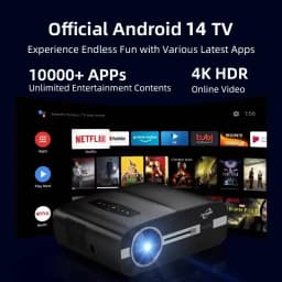 4K Google TV Projector 4200 ANSI Brightness Android 14 HDR10 Netflix Certified Auto Keystone Correction Day & Night Home Theater