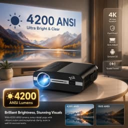 4K Google TV Projector 4200 ANSI Brightness Android 14 HDR10 Netflix Certified Auto Keystone Correction Day & Night Home Theater
