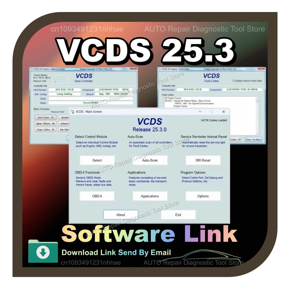 NEW UPDATE SOFTWARE VCDS VAG COM OBD2 Scanner HEX V2 USB Interface FOR V/W AU/DI Sko/da Se/at Unlimited VINs Multilingual VAGCOM