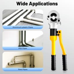 Crimping Tool with TH 0.63, 0.79, 0.98, 1.26in Die, Cr40 Steel Materia for Crimping Aluminum-Plastic PEX Steel Pipe