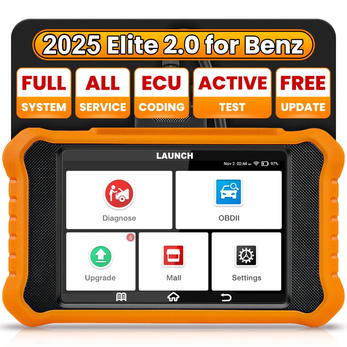 LAUNCH X431 Creader Elite 2.0 OBD2 Car Scanner Scan Full Systems Diagnose Tool Lifetime Free Update for BENZ/MAYBACH/SPRINTER