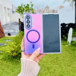 Senior Discolour Metal Lens MagSafe Magnetic Shockproof Phone Cases For Samsung Galaxy Z Fold 6 Z Fold 7 Wireless Charging Cover