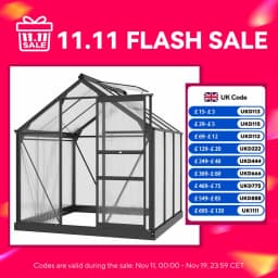 Outsunny 6 x 6ft Polycarbonate Greenhouse, Large Walk-In Green House with Slide Door and Window, Grey