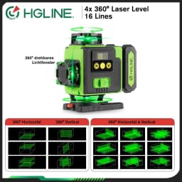 HGLINE 16 Lines 4D Laser Level APP Remote Control Rechargeable Self-leveling 360 Laser Level 6000mAh Big Li-ion Battery