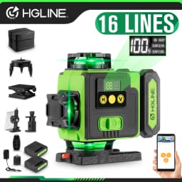 HGLINE 16 Lines 4D Laser Level APP Remote Control Rechargeable Self-leveling 360 Laser Level 6000mAh Big Li-ion Battery