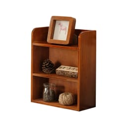 【Breeins】3-Tier Retro Tabletop Wooden Storage Rack with Two Metal Hooks