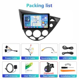 Podofo For Ford Focus1998- 2005 Car Radio 4GB+64GB Wireless Carplay Android Auto Multimedia Video Player Mirror Link 9 Inch
