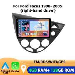 Podofo For Ford Focus1998- 2005 Car Radio 4GB+64GB Wireless Carplay Android Auto Multimedia Video Player Mirror Link 9 Inch