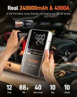 WOLFBOX 4000A Jump Starter with 160PSI Air Compressor, 12V Car Battery Booster, 65W Fast Charge, 24000mAh Portable Tire Inflator