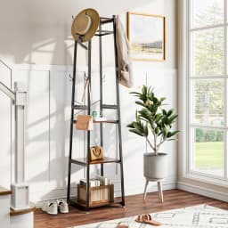 【Breeins】Industrial Style Clothing Rack with 4 Tiers of Shelves for Living Room Bedroom