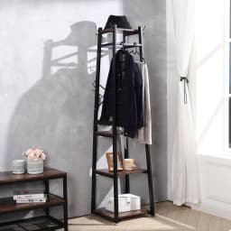 【Breeins】Industrial Style Clothing Rack with 4 Tiers of Shelves for Living Room Bedroom