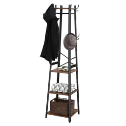 【Breeins】Industrial Style Clothing Rack with 4 Tiers of Shelves for Living Room Bedroom