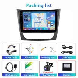 Podofo 4GB+64GB For Mercedes-Benz E-class W211 Car Radio Wireless Carplay Android Auto Multimedia Video Player 9 Inch GPS BT