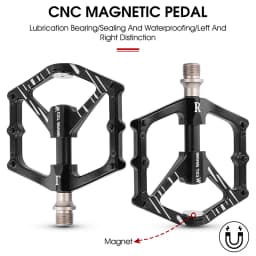WEST BIKING 3 Bearings Pedal Ultralight Magnetic Aluminum Alloy Anti-Slip Widened Pedal Bicycle Bike Pedal Cycling Road Pedals