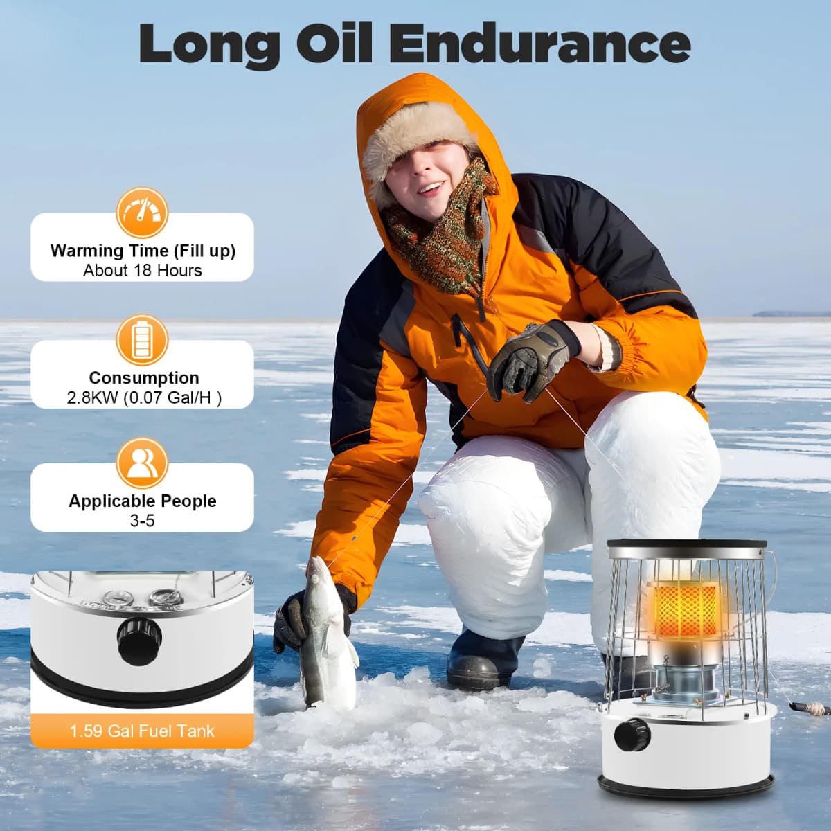 Portable Kerosene Heater Indoor,Kerosene Heater 6L Lasts 18 h,360°Surround Heating Kerosene Stove Burner Camping Kerosene Heater