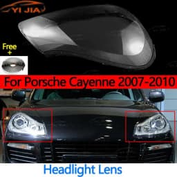 Pair For Porsche Cayenne 2007-2010 Front Headlamp Lens Cover  Left+Right Clear Headlamp Shell Transparent Lampshade