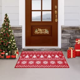 Boho Style Christmas Doormat Non Slip Door Mat Welcome Floor Rug for Home Indoor Entrance Front Door Xmas Holiday Decoration