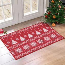Boho Style Christmas Doormat Non Slip Door Mat Welcome Floor Rug for Home Indoor Entrance Front Door Xmas Holiday Decoration