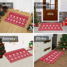 Boho Style Christmas Doormat Non Slip Door Mat Welcome Floor Rug for Home Indoor Entrance Front Door Xmas Holiday Decoration