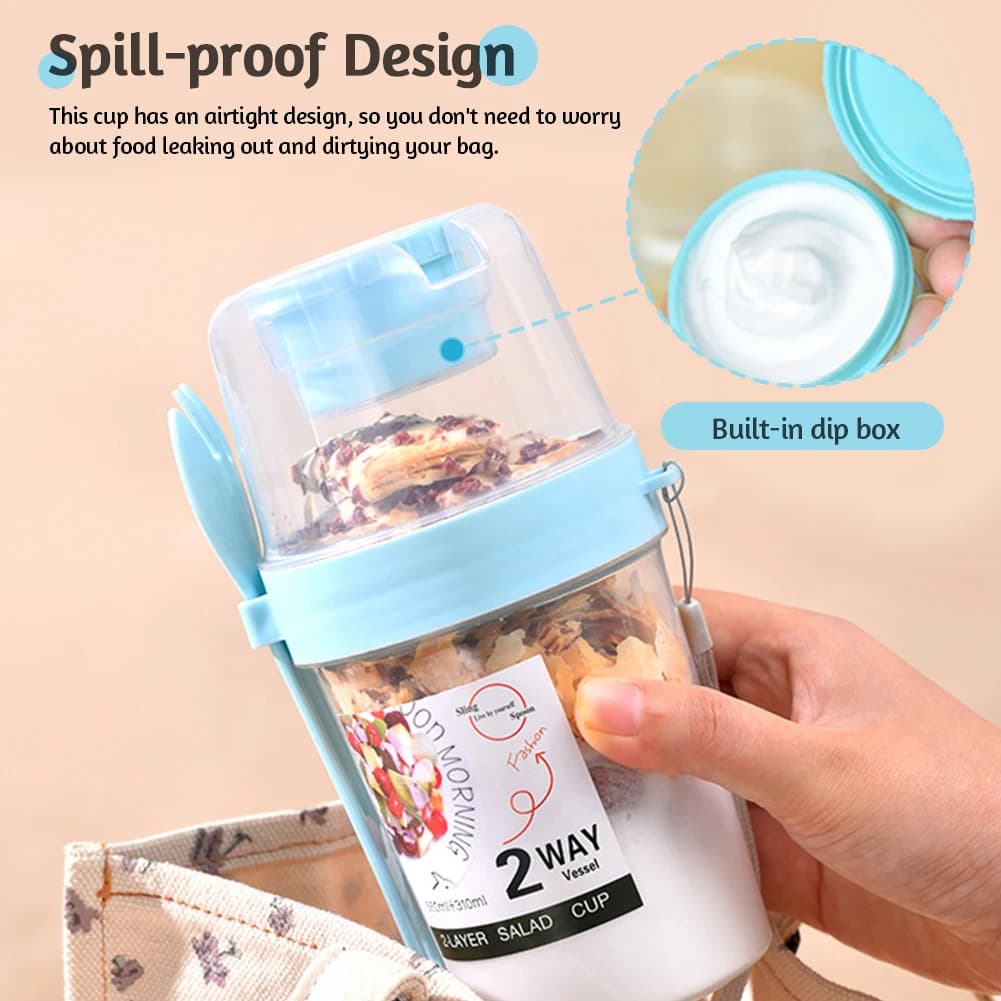 4 Pack Overnight Oats Container with Lid and Spoon Portable Cereal Cup Breakfast Container for School Office