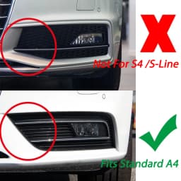Pair Honeycomb Style Fog Light Cover For 2013-2016 Audi A4 B8.5 Standard Bumper