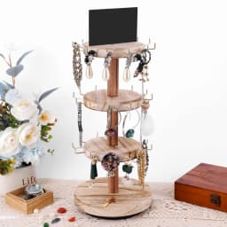 Rotatable Wooden Craft Jewelry Holder Bracelet Display Stand Jewelry Display Holder Bracelet Keychain Display Stands for Selling
