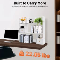 Desk Organizer with Drawers Desk Shelf with Drawers Tabletop Hutch with Storage Table Bookshelf for Home Office Dorm Wood White