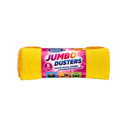 Dlux Jumbo Duster 5 Pack, Soft Yellow Cleaning Cloths 35x45cm for Dusting, Polishing and Household Use
