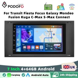 Podofo 4GB 64GB Carplay Android Auto Car Radio 7 Inch For Transit Fiesta Focus Galaxy Mondeo Fusion Kuga C-Max S-Max Connect