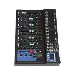 7-Channel Professional Stereo Mixer Digital USB Computer Jack 3-Band Equalizer 6 Music Modes 48V Phantom Power Stereo DJ Mixer