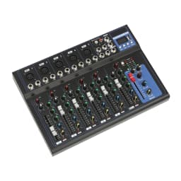 7-Channel Professional Stereo Mixer Digital USB Computer Jack 3-Band Equalizer 6 Music Modes 48V Phantom Power Stereo DJ Mixer