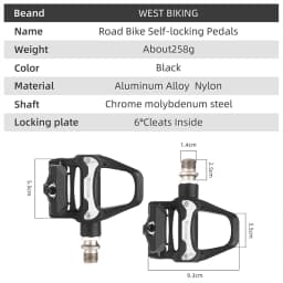 WEST BIKING Road Bike Self-Locking Pedals With Sealed Bearings 6° Cleats For SPD System Lightweight Nylon Racing Bike Pedals