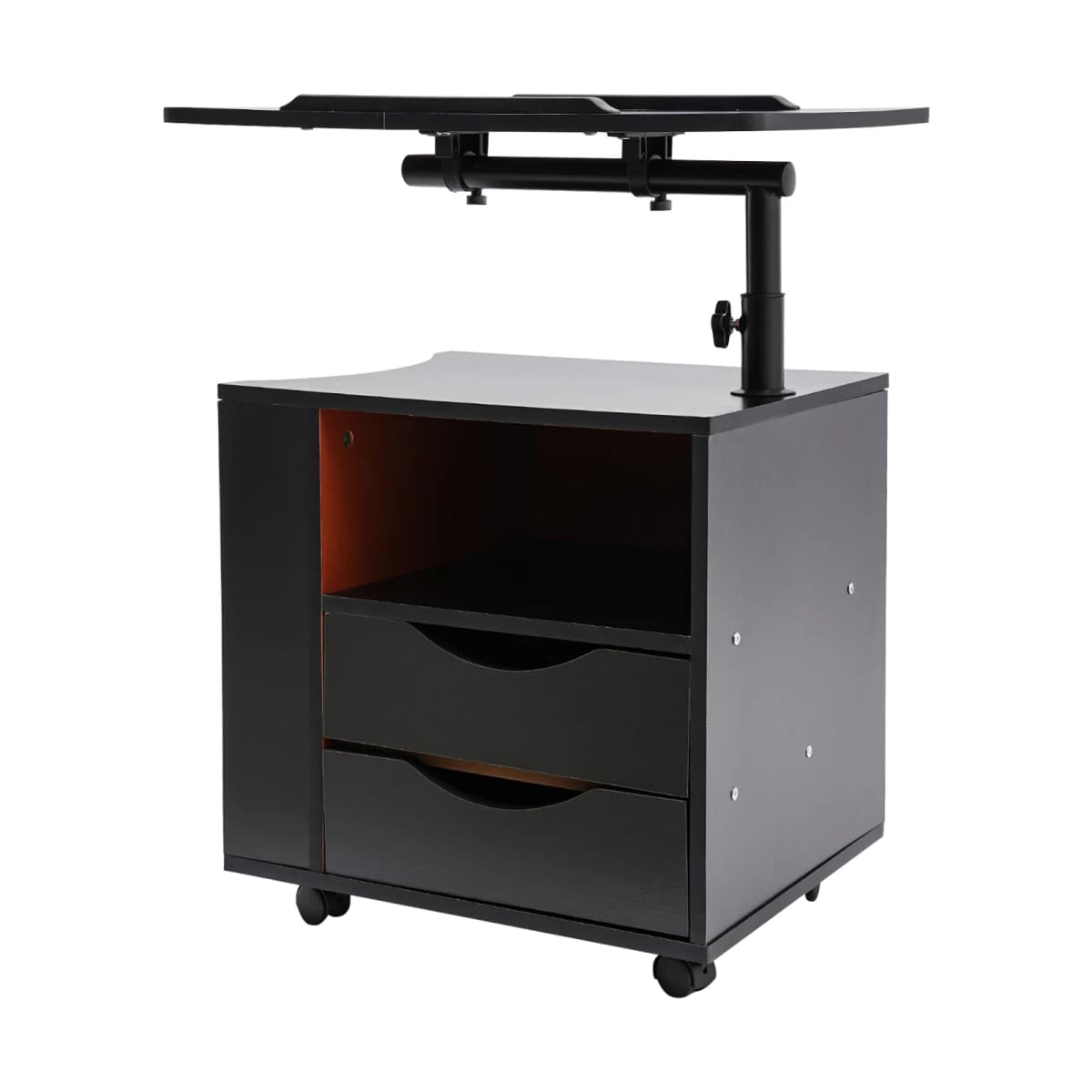 3 Tiers Functional Rotating Bedside Table Rotate 360° Bookshelf 60*40cm Multi-functional Reading Shelf Height Adjustable for Bed
