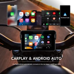 Podofo Wireless Carplay Android Auto Portable Digital Motorcycle Dashboard 5 Inch Universal Smart Player IP68 Waterproof BT FM