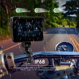 Podofo Wireless Carplay Android Auto Portable Digital Motorcycle Dashboard 5 Inch Universal Smart Player IP68 Waterproof BT FM