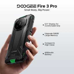 DOOGEE Fire 3 Pro Rugged Phone 8350mAh Battery 5.5'' Screen 16GB RAM (4GB+12GB)  128GB ROM UNISOC T7200 Android 15 Mobile Phone