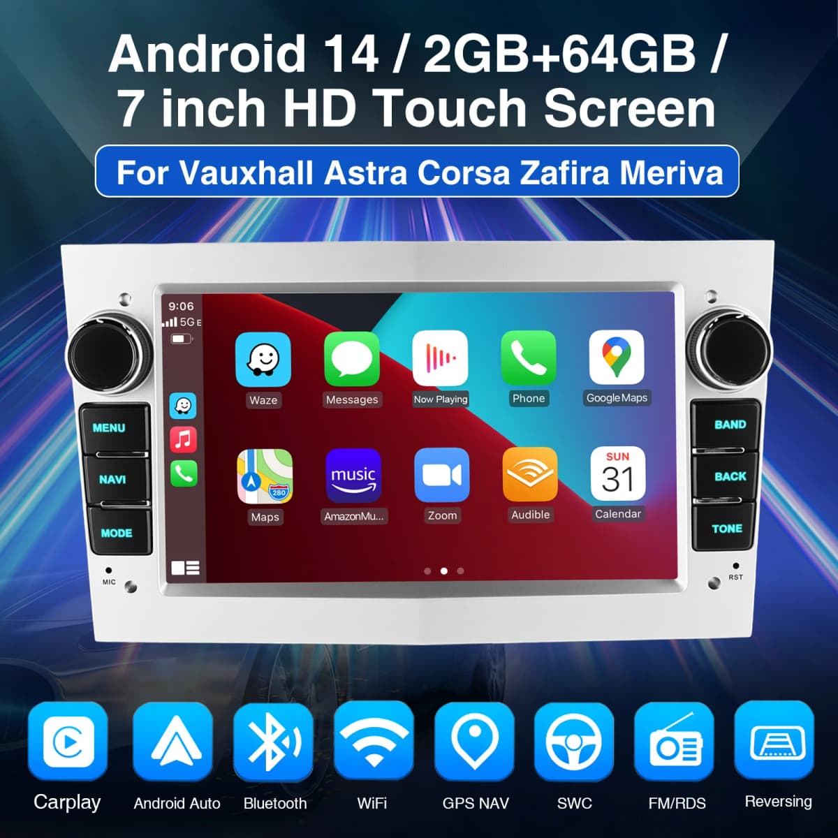 ESSGOO Wireless Carplay Android 15 Car Radio for Opel Astra H G J Antara Vectra C B Vivaro Corsa C D Zafira B Multimedia Player